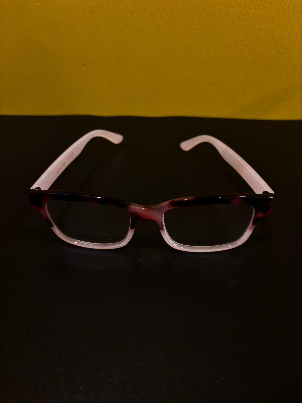 Tortoiseshell to Pink Gradient Rectangular Glasses
